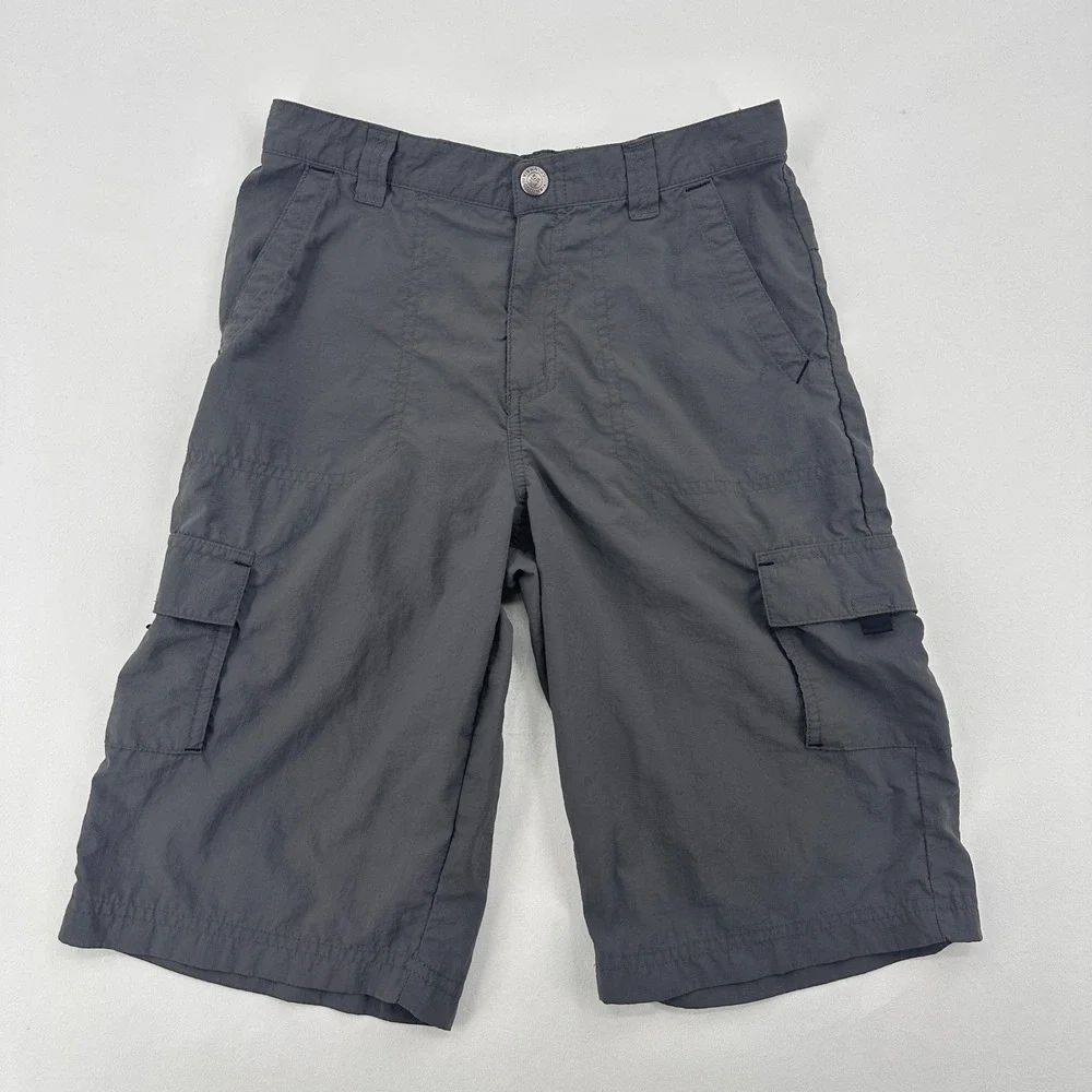 Columbia Kids Silver Ridge Cargo Shorts Grey Nylon Hiking Sun Protection 10/12